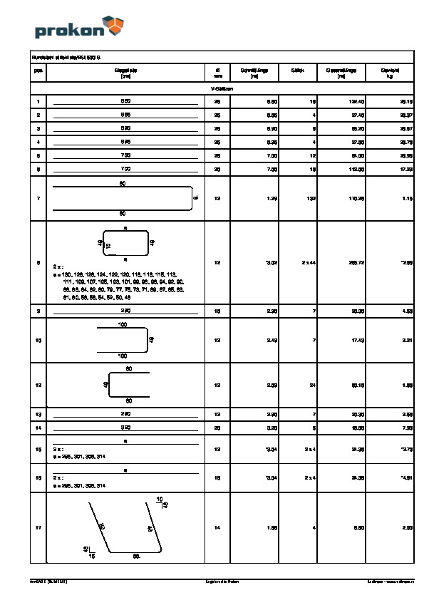 Stahlliste V-Stutzen